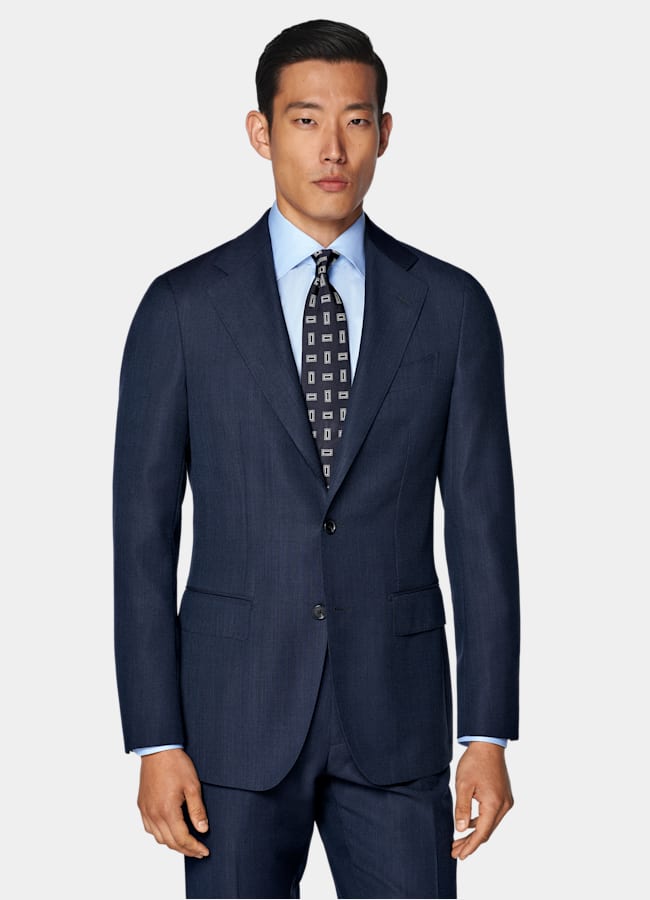SUITSUPPLY All Season Pure S110's Wool by Reda, Italy Navy Perennial Tailored Fit Havana Suit