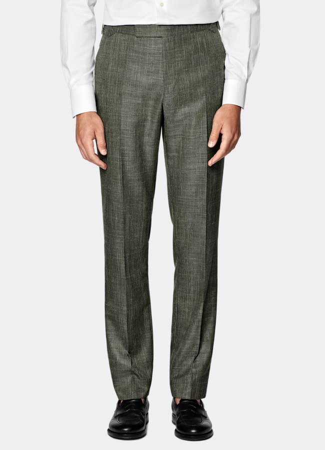 SUITSUPPLY Spring/Summer Wool Silk Linen by E.Thomas, Italy Dark Green Tailored Fit Havana Suit