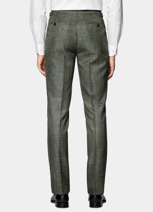 SUITSUPPLY Spring/Summer Wool Silk Linen by E.Thomas, Italy Dark Green Tailored Fit Havana Suit