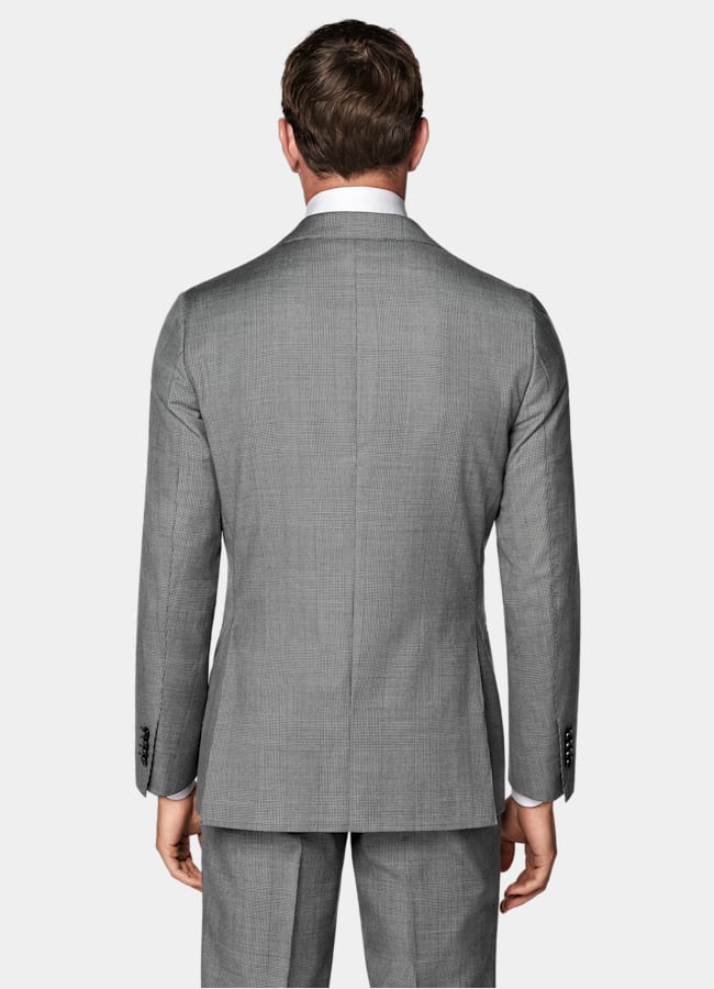 SUITSUPPLY All Season Pure S130's Wool by Drago, Italy Mid Grey Checked Tailored Fit Havana Suit