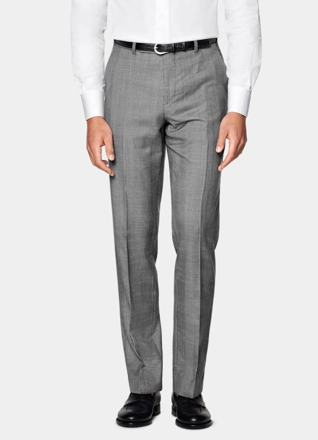 SUITSUPPLY All Season Pure S130's Wool by Drago, Italy Mid Grey Checked Tailored Fit Havana Suit