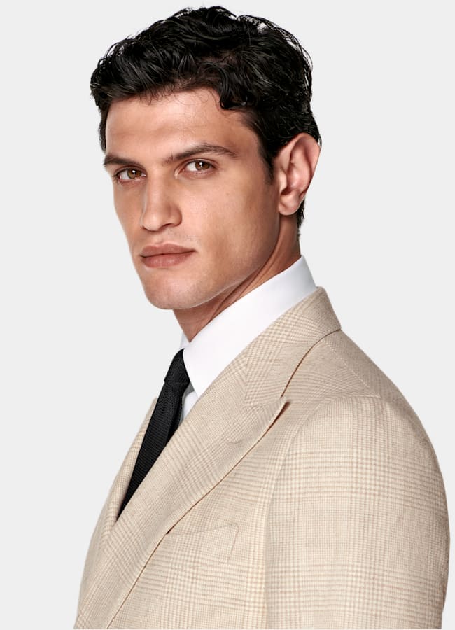 SUITSUPPLY Invierno Alpaca, lana y poliamida de Ferla, Italia Traje Havana de cuadro arena tailored fit