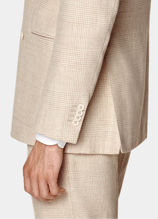 SUITSUPPLY Invierno Alpaca, lana y poliamida de Ferla, Italia Traje Havana de cuadro arena tailored fit