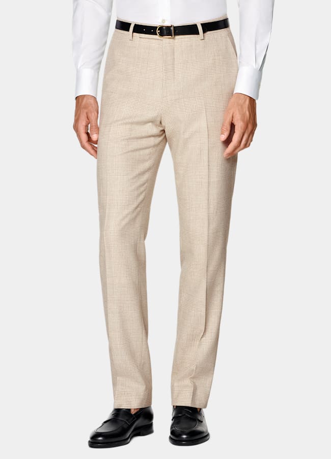 SUITSUPPLY Invierno Alpaca, lana y poliamida de Ferla, Italia Traje Havana de cuadro arena tailored fit