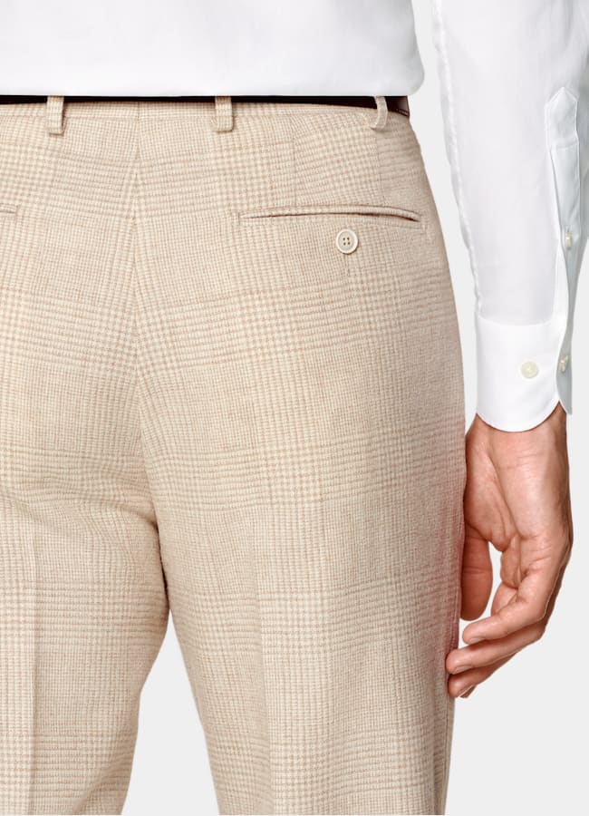 SUITSUPPLY Invierno Alpaca, lana y poliamida de Ferla, Italia Traje Havana de cuadro arena tailored fit