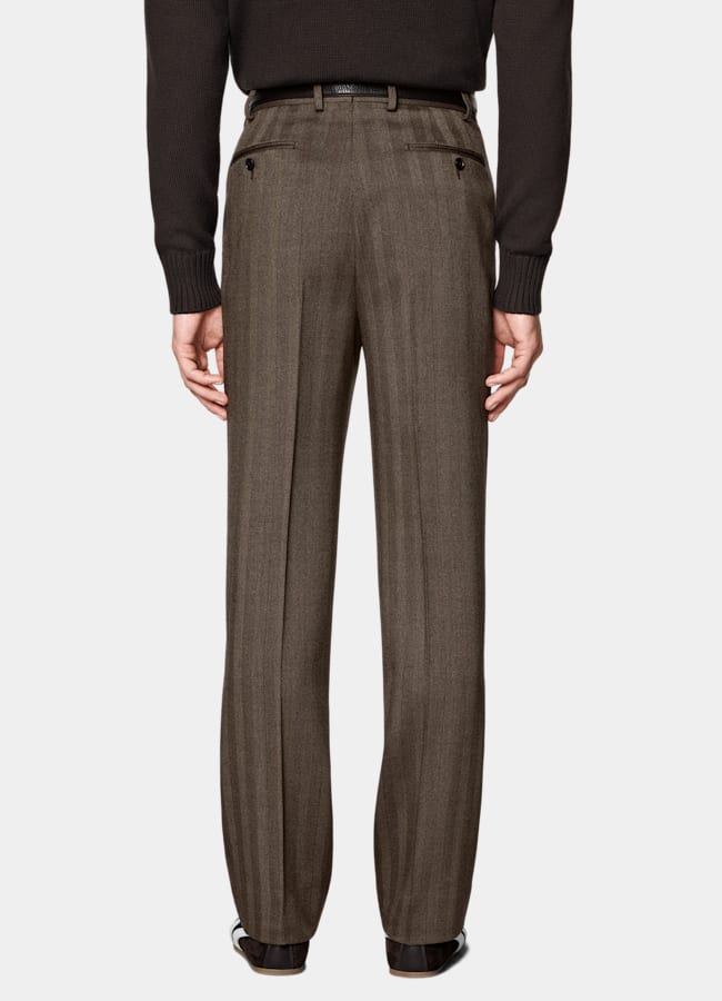 SUITSUPPLY All season Laine 4 fils sans repassage par Rogna, Italie Costume Milano coupe Tailored marron moyen à chevrons