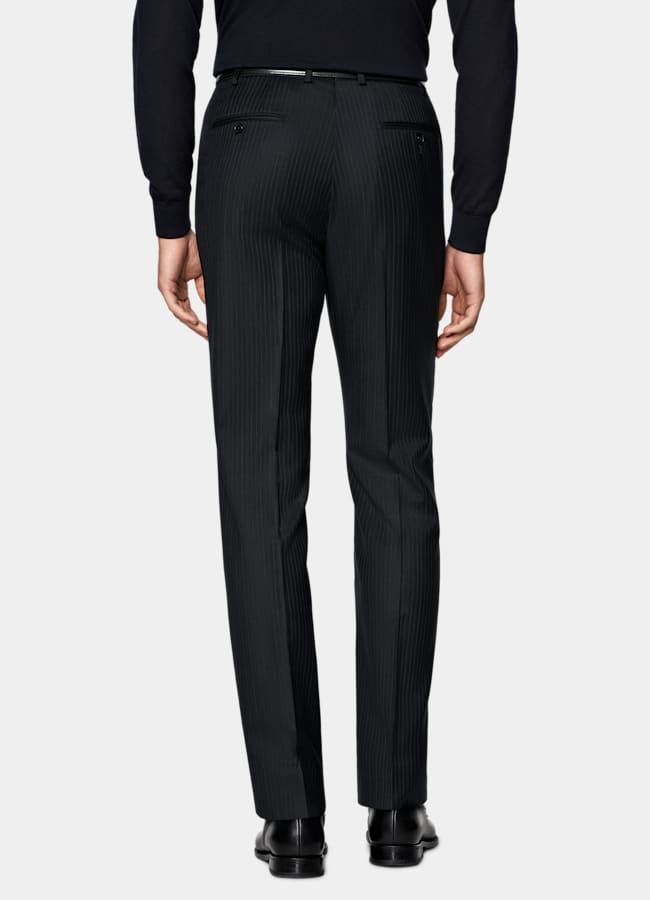 SUITSUPPLY All Season Pure S130's Wool by Carlo Barbera, Italy Navy Striped Tailored Fit Milano Suit