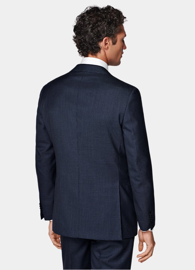 SUITSUPPLY All Season Pure S130's Wool by Drago, Italy Navy Houndstooth Tailored Fit Havana Suit