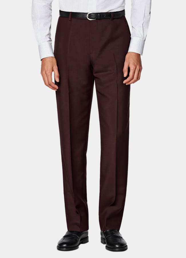 SUITSUPPLY All Season Wool Mohair by Vitale Barberis Canonico, Italy Burgundy Tailored Fit Havana Suit