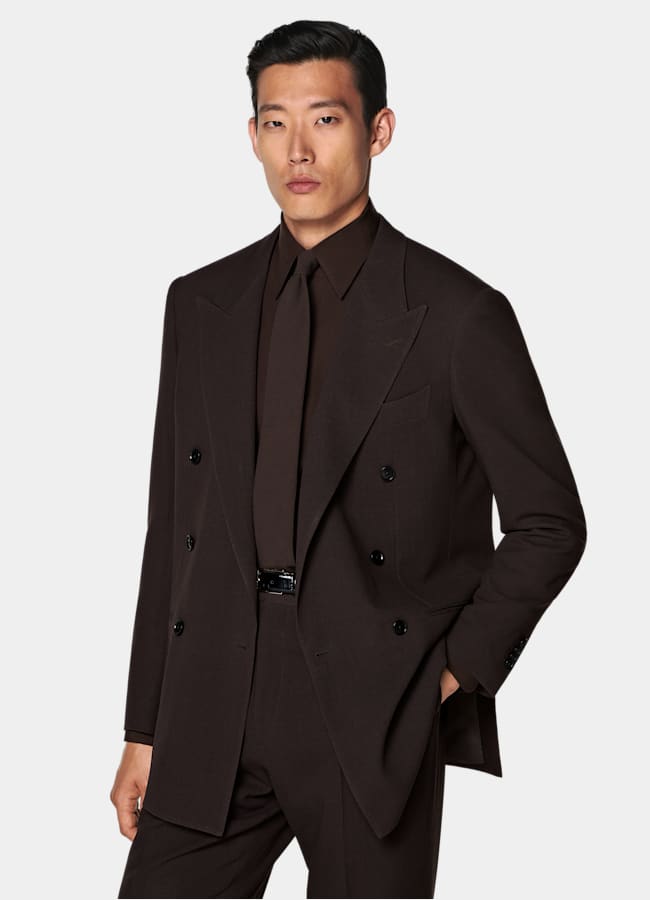 SUITSUPPLY All season Pure laine par Botto Giuseppe, Italie Costume Roma coupe Relaxed marron foncé