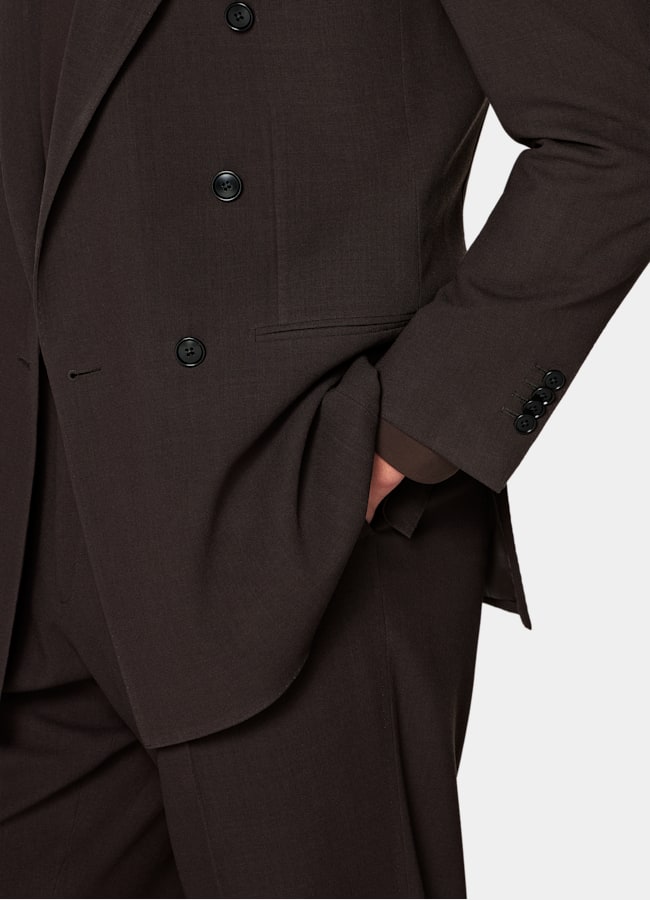 SUITSUPPLY All season Pure laine par Botto Giuseppe, Italie Costume Roma coupe Relaxed marron foncé