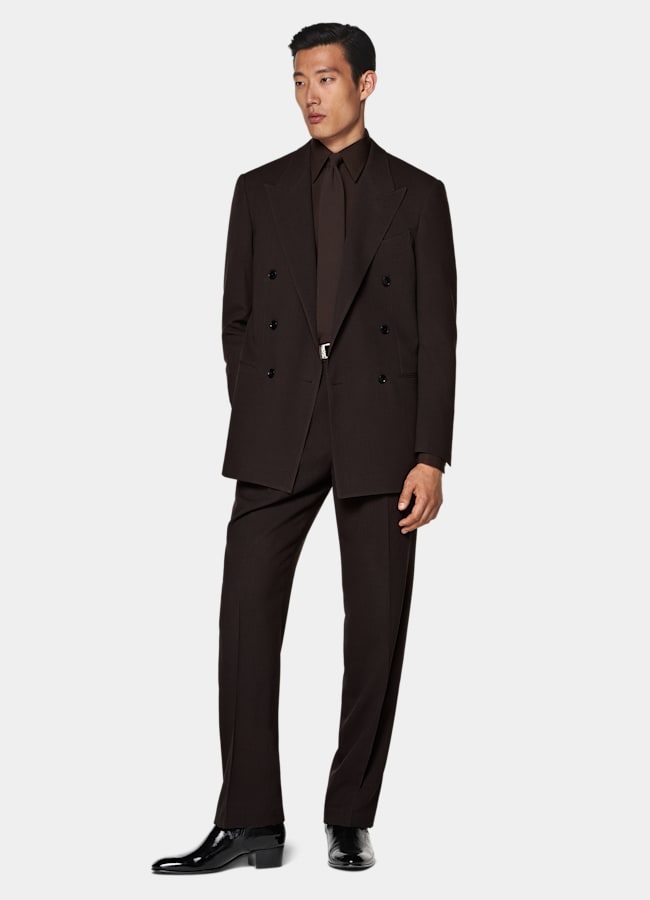 SUITSUPPLY All season Pure laine par Botto Giuseppe, Italie Costume Roma coupe Relaxed marron foncé
