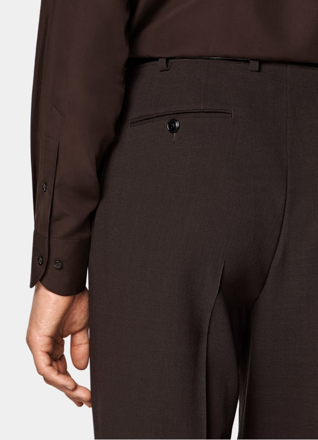 SUITSUPPLY All season Pure laine par Botto Giuseppe, Italie Costume Roma coupe Relaxed marron foncé