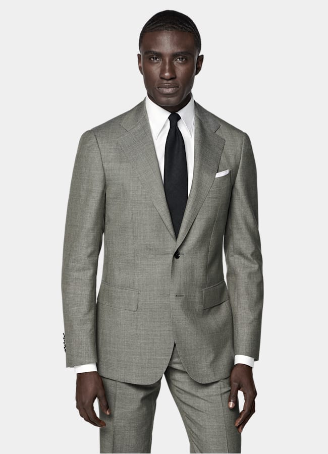 SUITSUPPLY All Season Pure Tropical Wool by Vitale Barberis Canonico, Italy Mid Green Perennial Tailored Fit Havana Suit