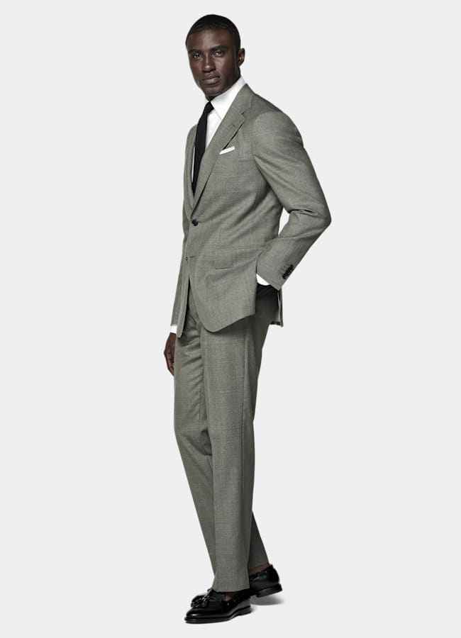 SUITSUPPLY All Season Pure Tropical Wool by Vitale Barberis Canonico, Italy Mid Green Perennial Tailored Fit Havana Suit