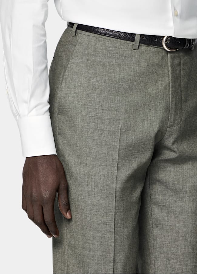 SUITSUPPLY All Season Pure Tropical Wool by Vitale Barberis Canonico, Italy Mid Green Perennial Tailored Fit Havana Suit