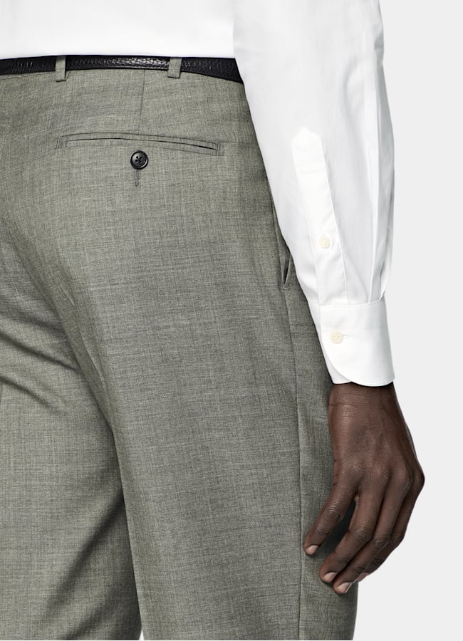 SUITSUPPLY All Season Pure Tropical Wool by Vitale Barberis Canonico, Italy Mid Green Perennial Tailored Fit Havana Suit