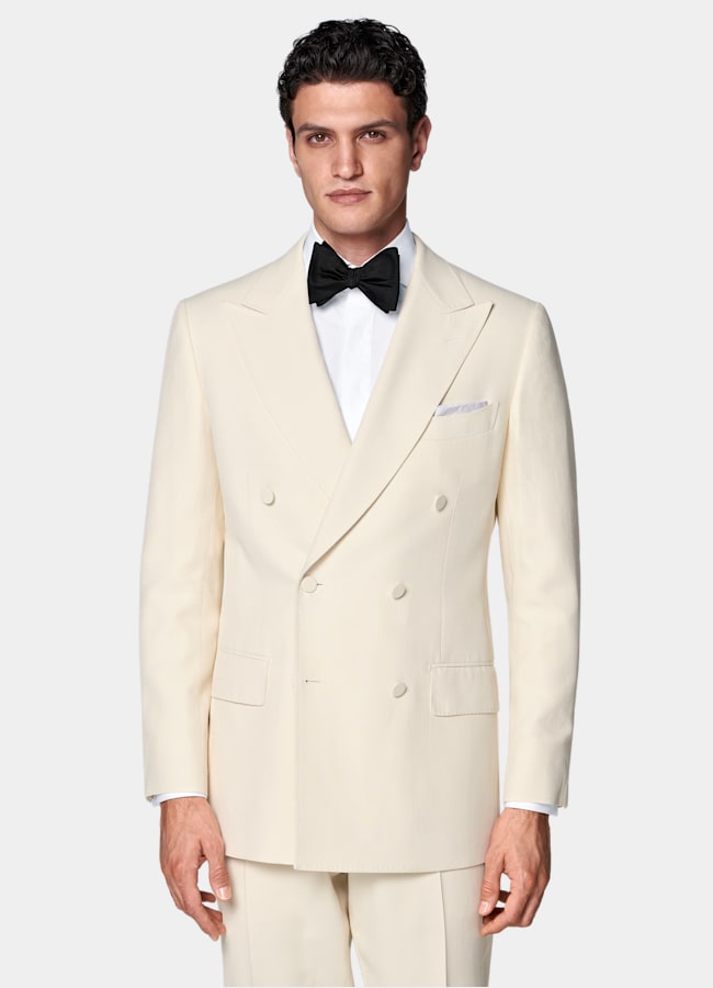 SUITSUPPLY All season Viscose laine par Emmetex, Italie Smoking Milano coupe Tailored blanc cass&eacute;