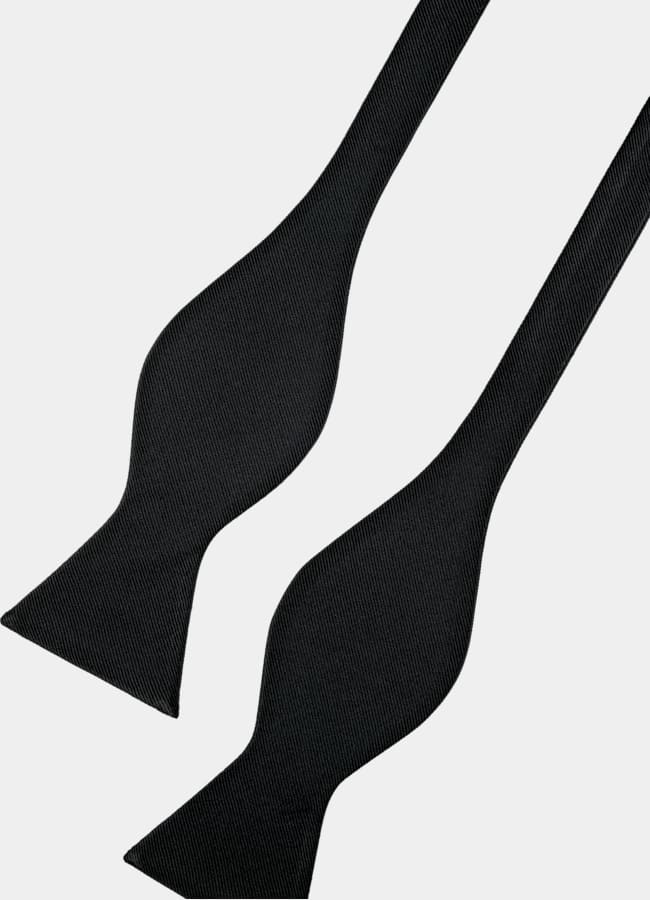 SUITSUPPLY Pure Silk Black Self-tie Gros Grain Bow Tie