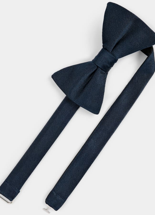 SUITSUPPLY Pure Silk Navy Pre-tied Gros Grain Bow Tie