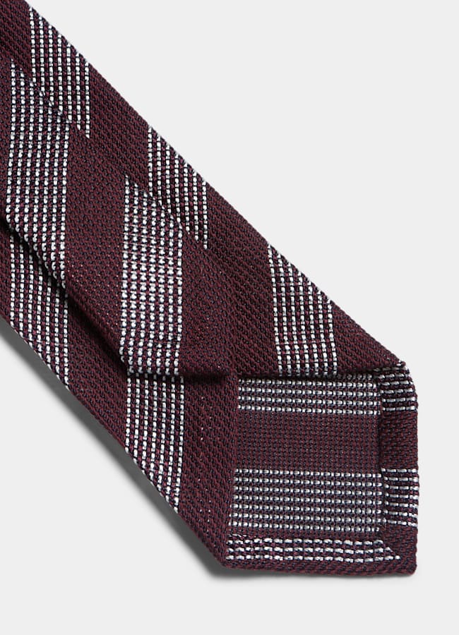 SUITSUPPLY Silk Wool by Canepa, Italy Dark Red Stripes Grenadine Tie