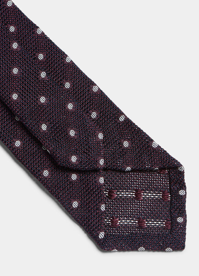SUITSUPPLY Silk by Canepa, Italy Dark Red Dots Grenadine Tie