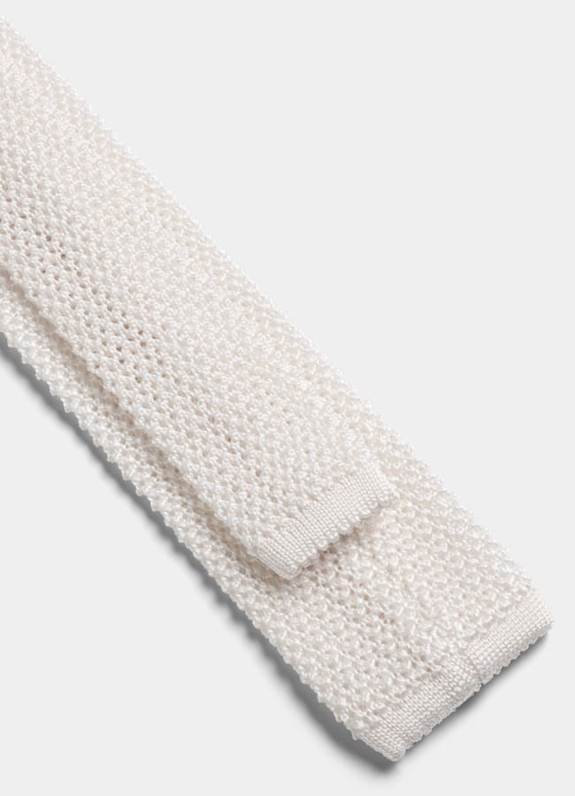 SUITSUPPLY Pure Silk by Canepa, Italy White Knitted Tie
