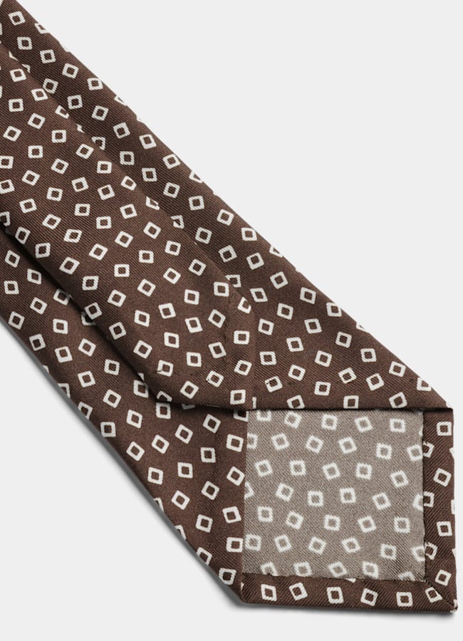 SUITSUPPLY Pure Silk by Silk Pro, Italy Brown Graphic Tie