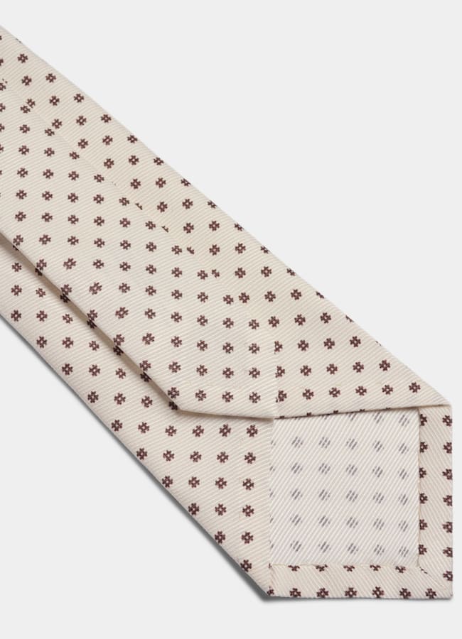 SUITSUPPLY Pure Silk by Silk Pro, Italy Off-White Flower Tie