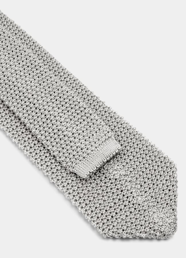SUITSUPPLY Pure Silk by Canepa, Italy Light Grey Knitted Tie
