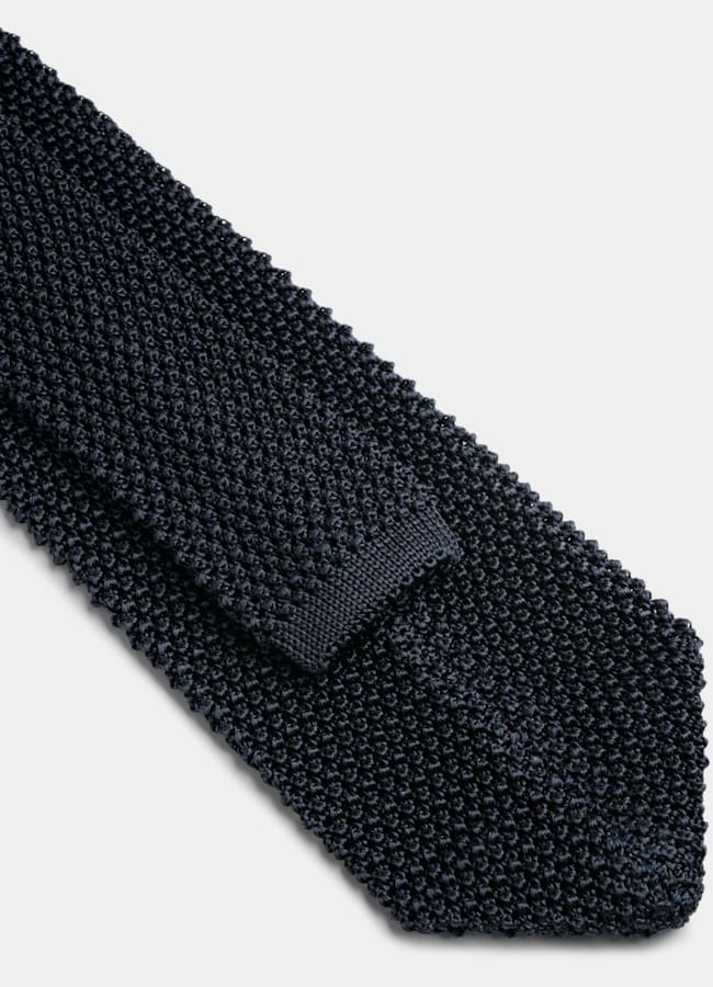 SUITSUPPLY Pure Silk Navy Knitted Tie