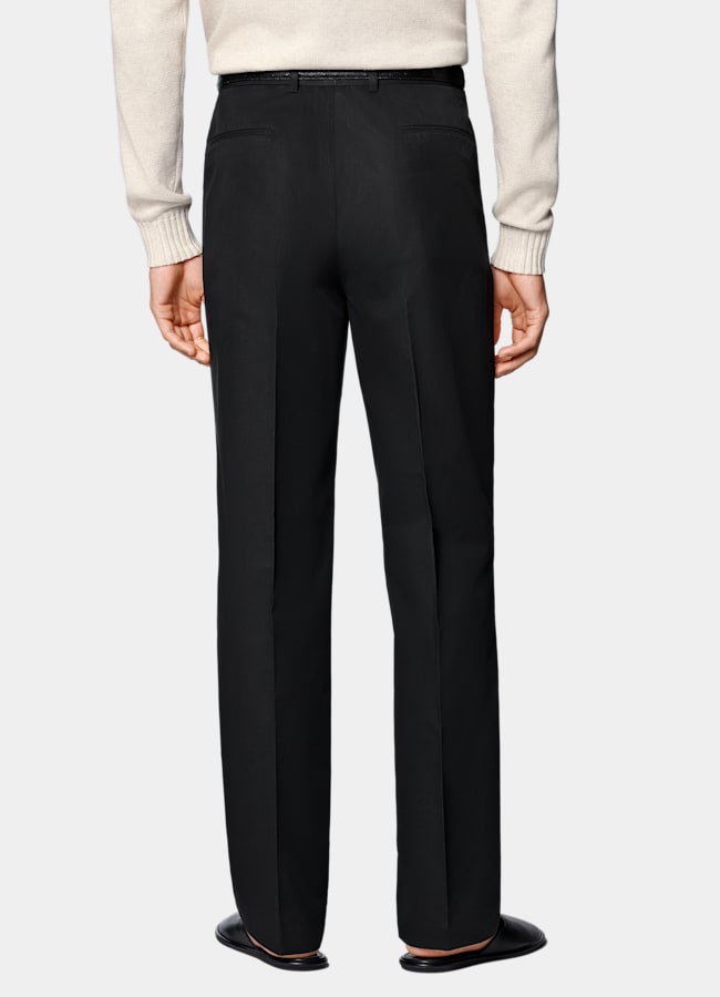 SUITSUPPLY Summer Pure Cotton by Di Sondrio, Italy Black Wide Leg Straight Chinos
