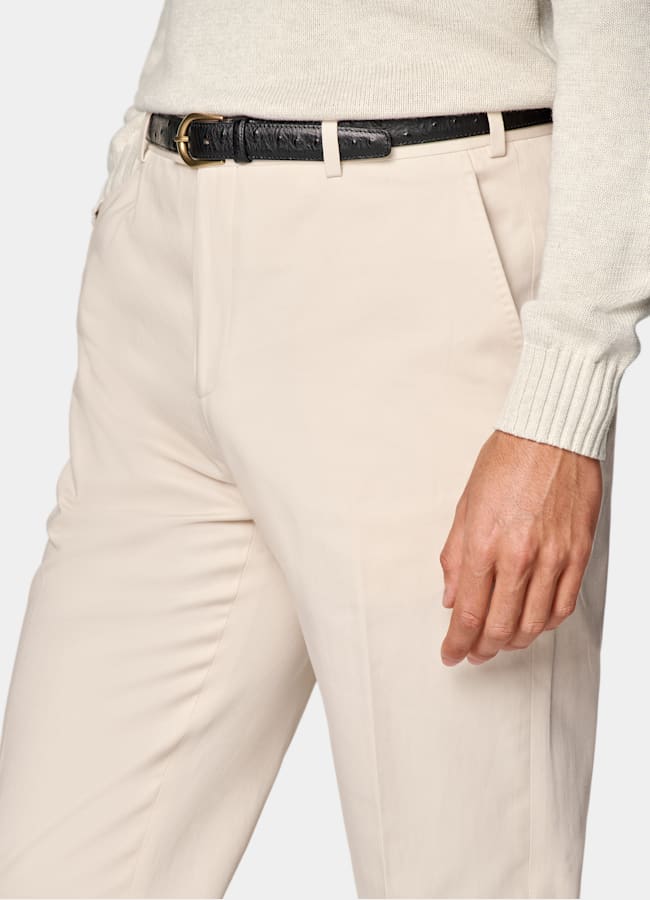 SUITSUPPLY Summer Pure Cotton by Di Sondrio, Italy Sand Straight Leg Chinos
