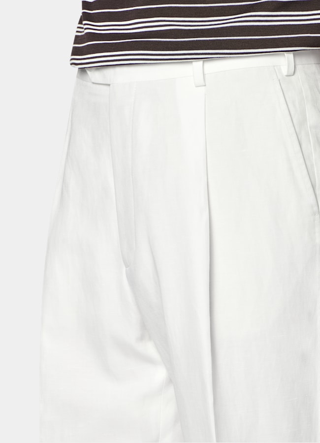 SUITSUPPLY Été Lyocell, lin, coton par Di Sondrio, Italie Pantalon Wide Leg Straight blanc cassé