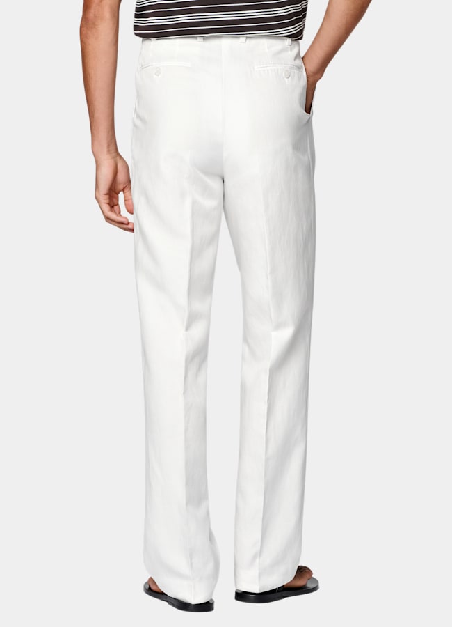 SUITSUPPLY Été Lyocell, lin, coton par Di Sondrio, Italie Pantalon Wide Leg Straight blanc cassé