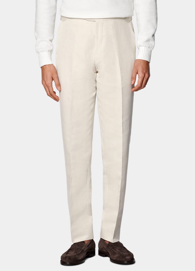 SUITSUPPLY Summer Linen Cotton by Di Sondrio, Italy Sand Straight Leg Suit Trousers