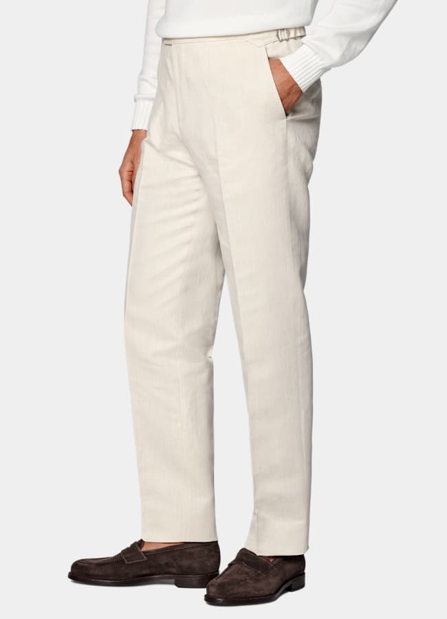 SUITSUPPLY Summer Linen Cotton by Di Sondrio, Italy Sand Straight Leg Suit Trousers