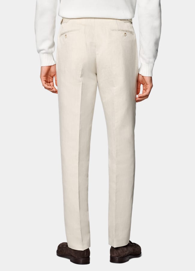 SUITSUPPLY Summer Linen Cotton by Di Sondrio, Italy Sand Straight Leg Suit Trousers