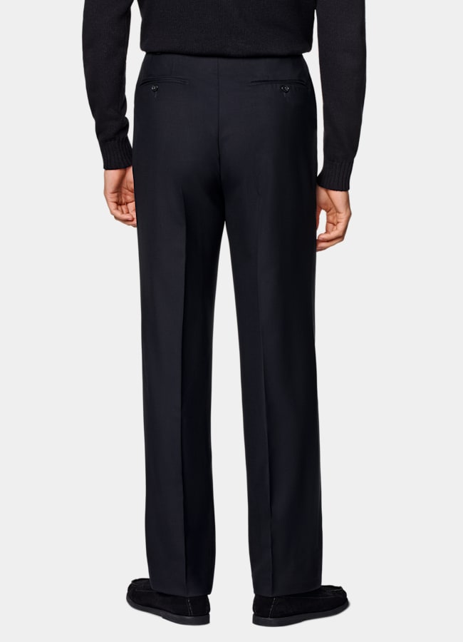 SUITSUPPLY All Season Pure S110's Wool by Vitale Barberis Canonico, Italy Navy Wide Leg Straight Suit Trousers