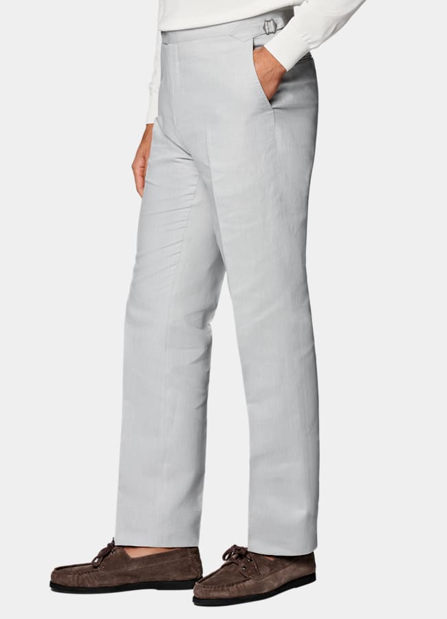 SUITSUPPLY Été Lin, coton par Di Sondrio, Italie Pantalon de costume Slim Leg Straight gris clair