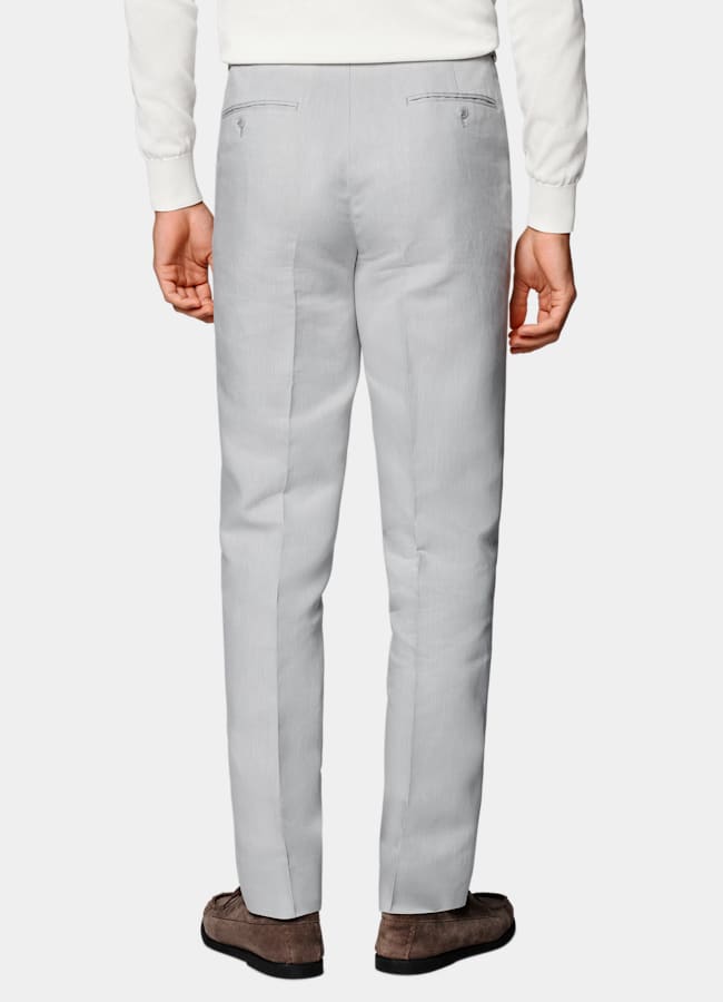 SUITSUPPLY Été Lin, coton par Di Sondrio, Italie Pantalon de costume Slim Leg Straight gris clair