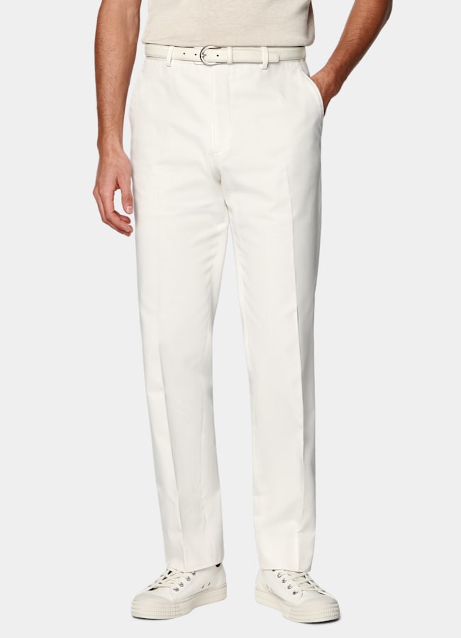 パンツ OFF WHITE FORMAL OVER WOOL TROUSERS Off-White Straight Leg Pants in Pure Cotton | SUITSUPPLY