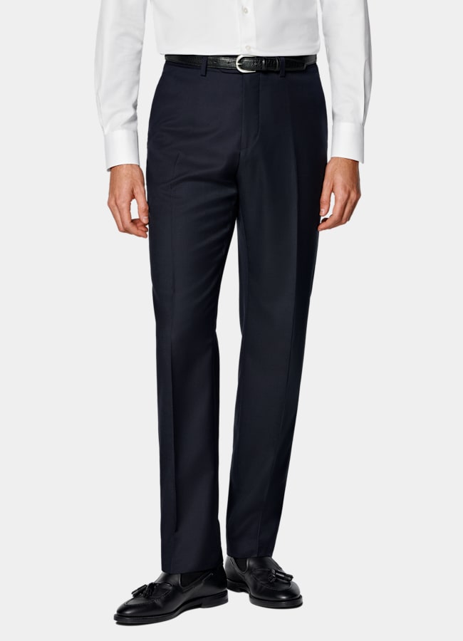 SUITSUPPLY All Season Pura lana de Reda, Italia Pantalones de traje Perennial azul marino Slim Leg Straight