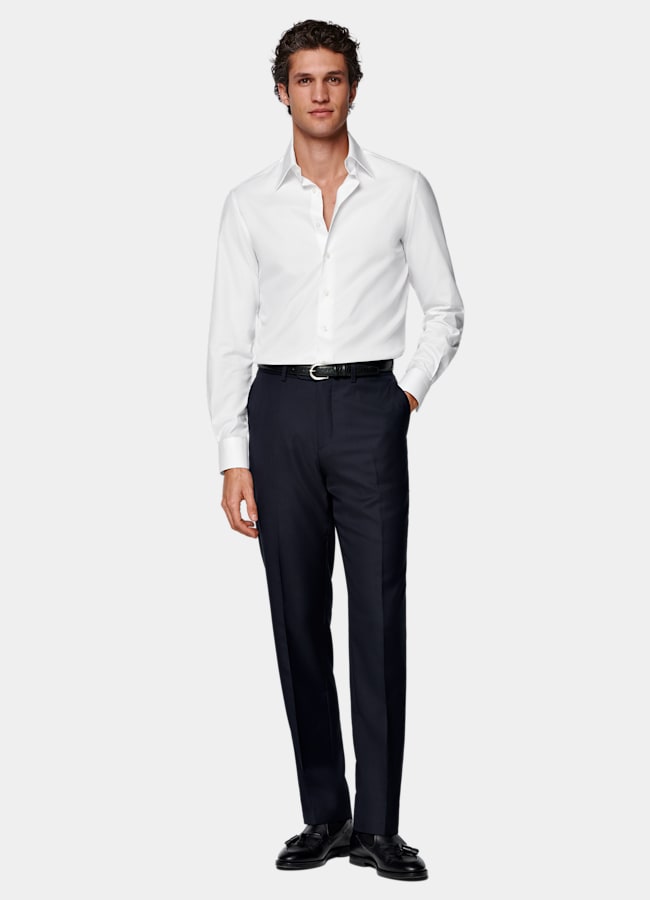 SUITSUPPLY All Season Pura lana de Reda, Italia Pantalones de traje Perennial azul marino Slim Leg Straight