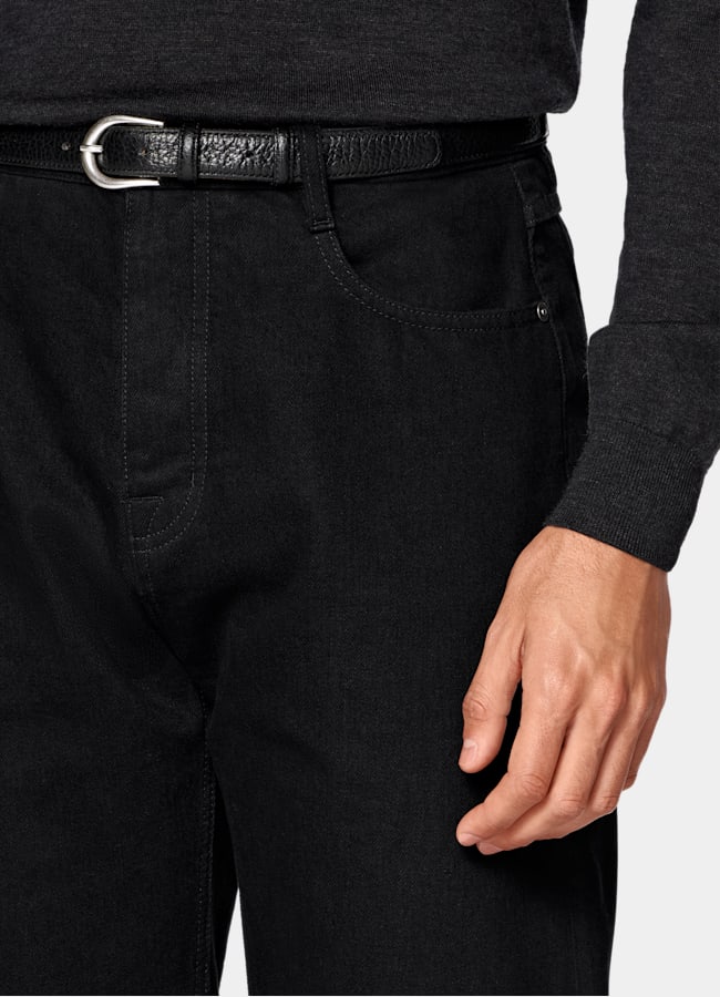 SUITSUPPLY All Season Pure Cotton by Candiani, Italy Black Straight Leg Jeans