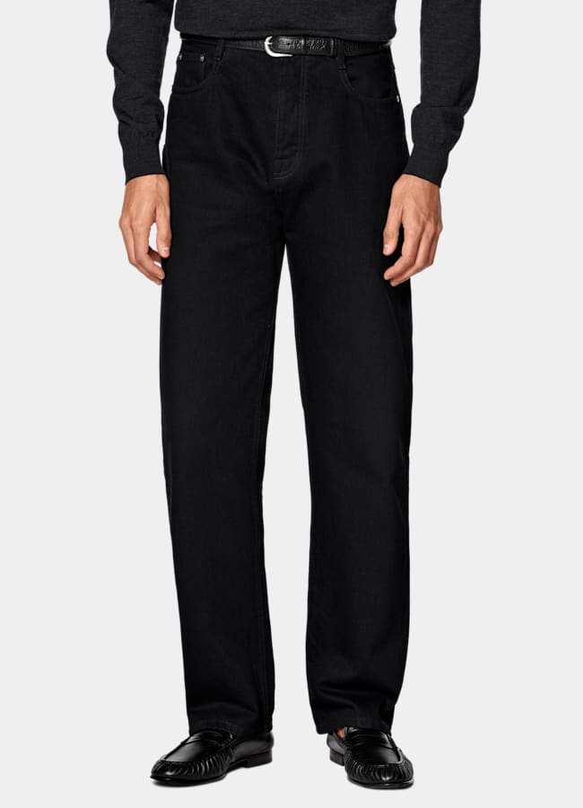 SUITSUPPLY All Season Pure Cotton by Candiani, Italy Black Straight Leg Jeans