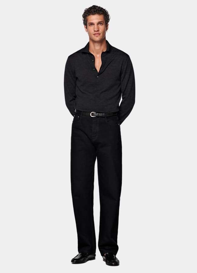 SUITSUPPLY All Season Pure Cotton by Candiani, Italy Black Straight Leg Jeans