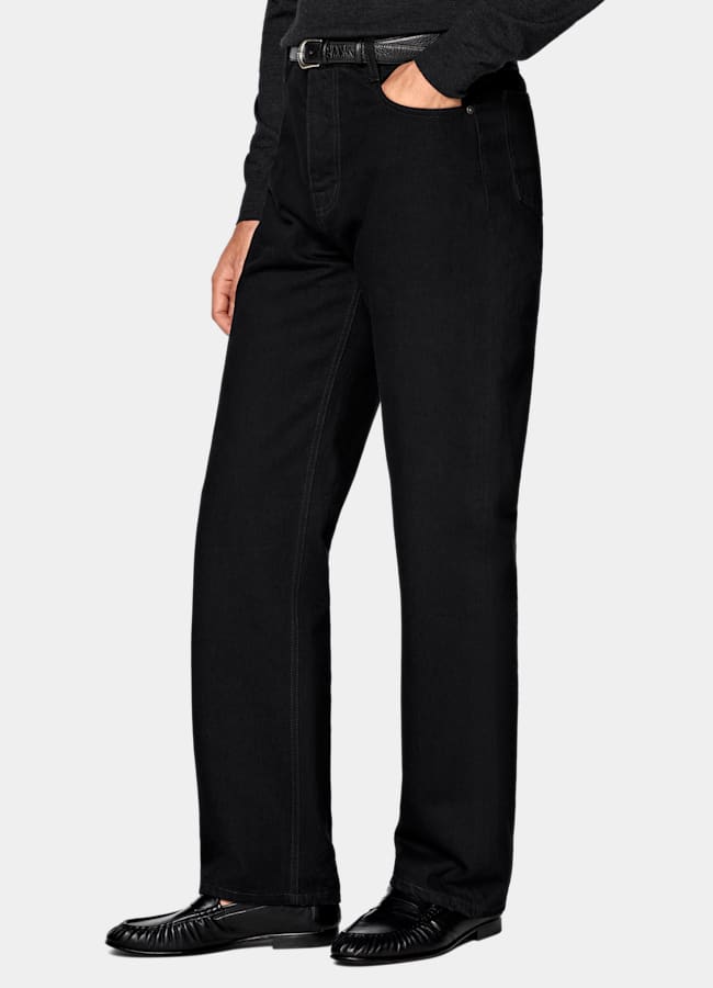 SUITSUPPLY All Season Pure Cotton by Candiani, Italy Black Straight Leg Jeans