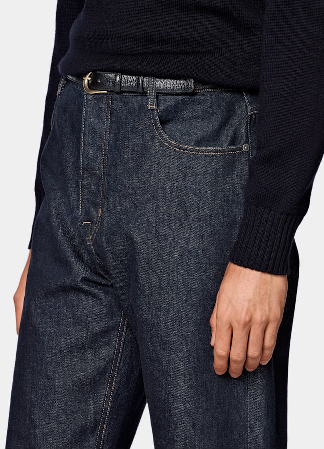 SUITSUPPLY All Season Pure Cotton by Candiani, Italy Dark Blue Straight Leg Tapered Jeans