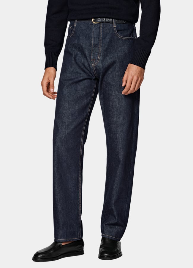 SUITSUPPLY All Season Pure Cotton by Candiani, Italy Dark Blue Straight Leg Tapered Jeans